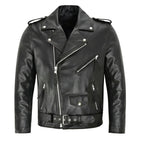 Sean™ | Cazadora biker de piel con cremallera asimétrica