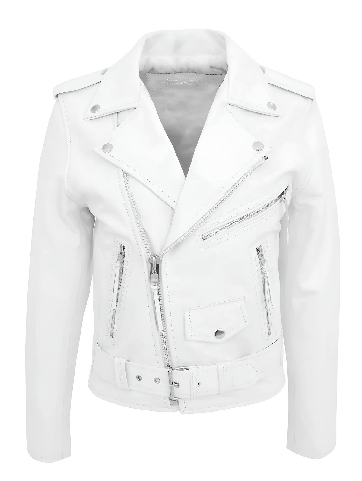 Sean™ | Cazadora biker de piel con cremallera asimétrica