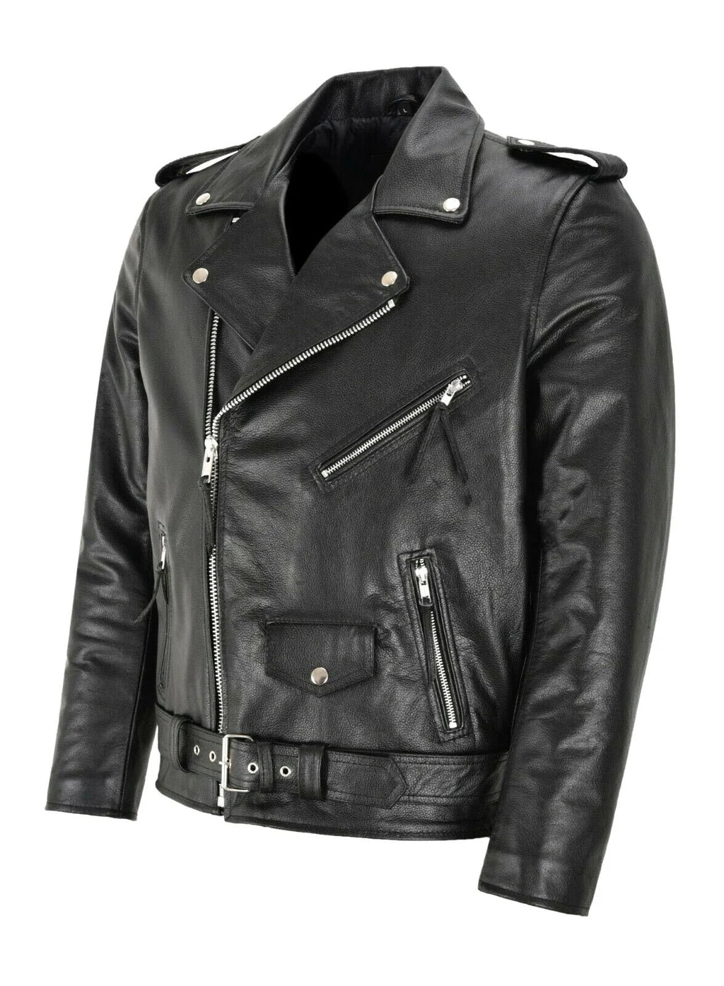 Sean™ | Cazadora biker de piel con cremallera asimétrica