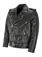 Sean™ | Cazadora biker de piel con cremallera asimétrica