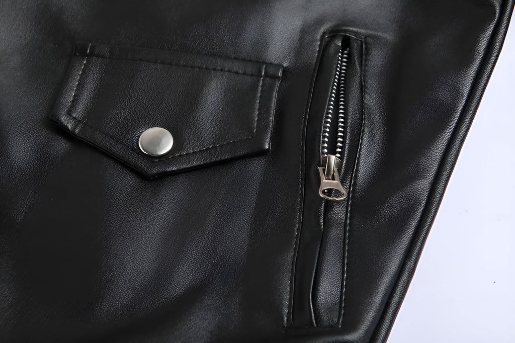 Sean™ | Cazadora biker de piel con cremallera asimétrica
