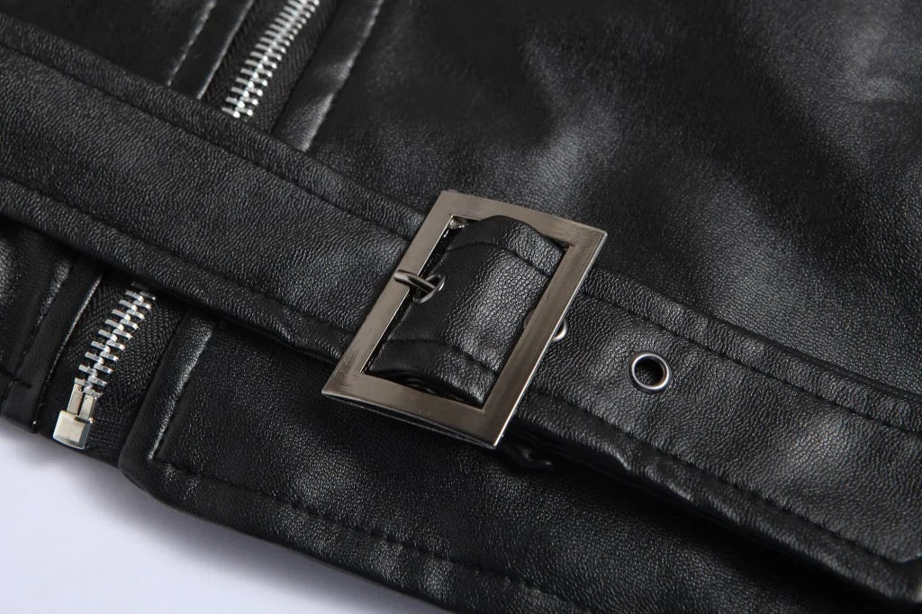 Sean™ | Cazadora biker de piel con cremallera asimétrica