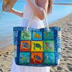 Cora™ | Bolso tote de playa artesanal con asas de cuerda