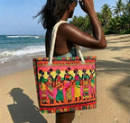 Cora™ | Bolso tote de playa artesanal con asas de cuerda