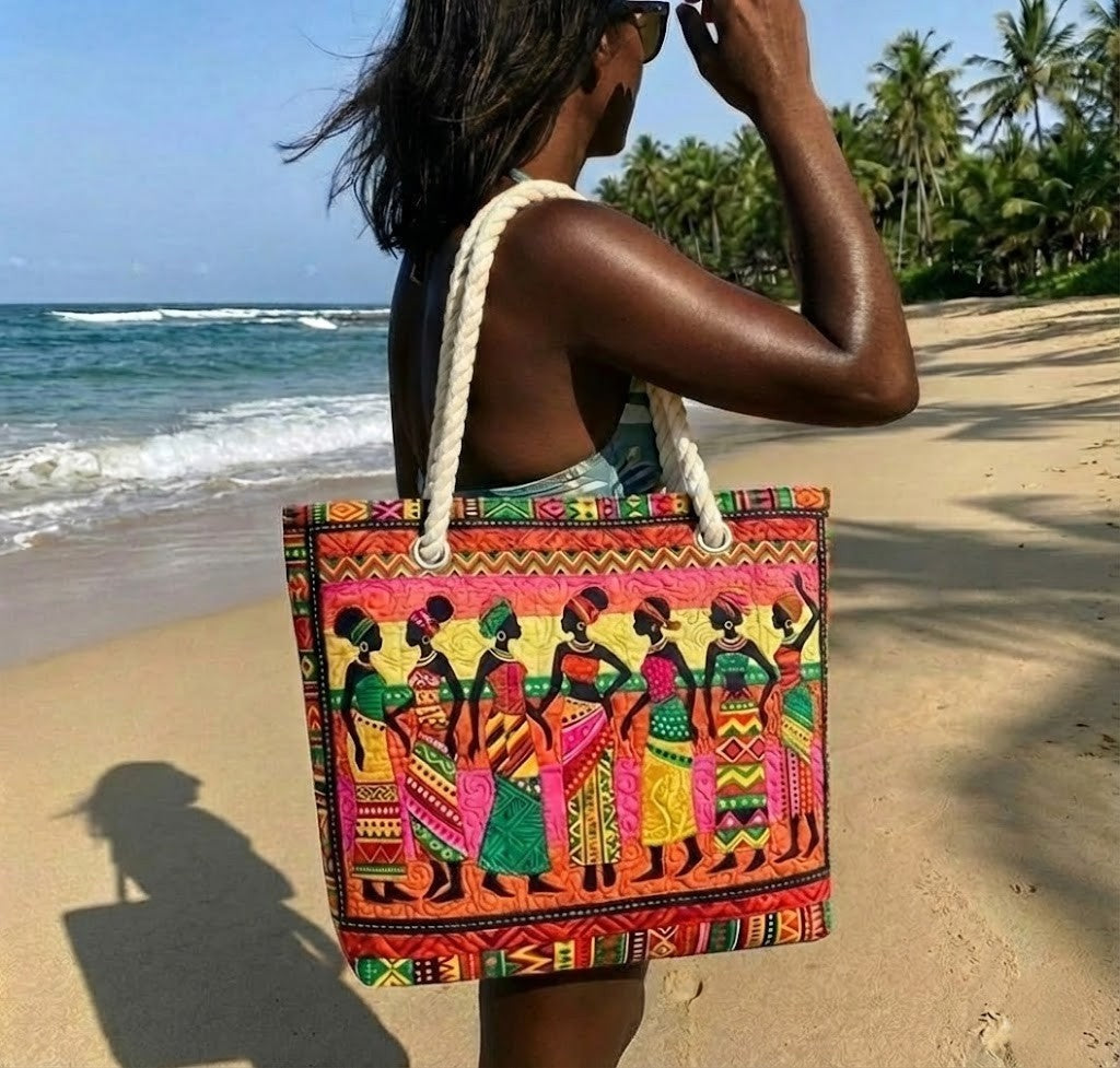 Cora™ | Bolso tote de playa artesanal con asas de cuerda