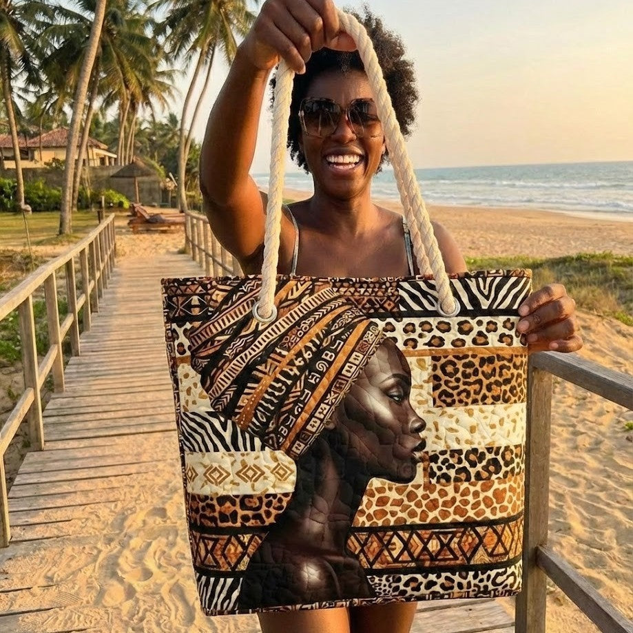 Cora™ | Bolso tote de playa artesanal con asas de cuerda
