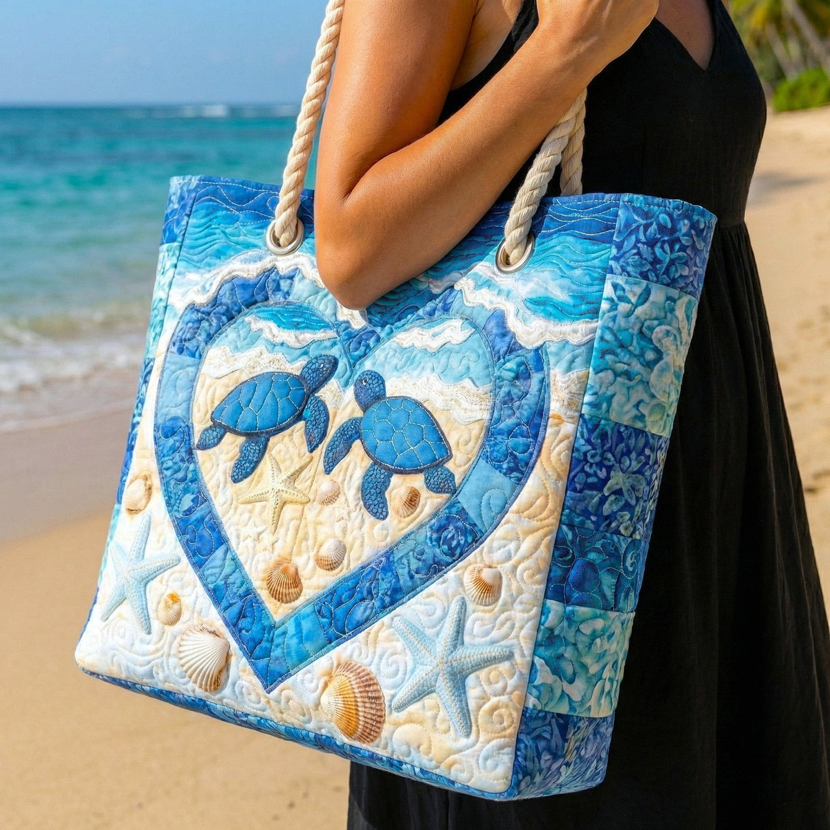 Cora™ | Bolso tote de playa artesanal con asas de cuerda