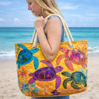 Cora™ | Bolso tote de playa artesanal con asas de cuerda