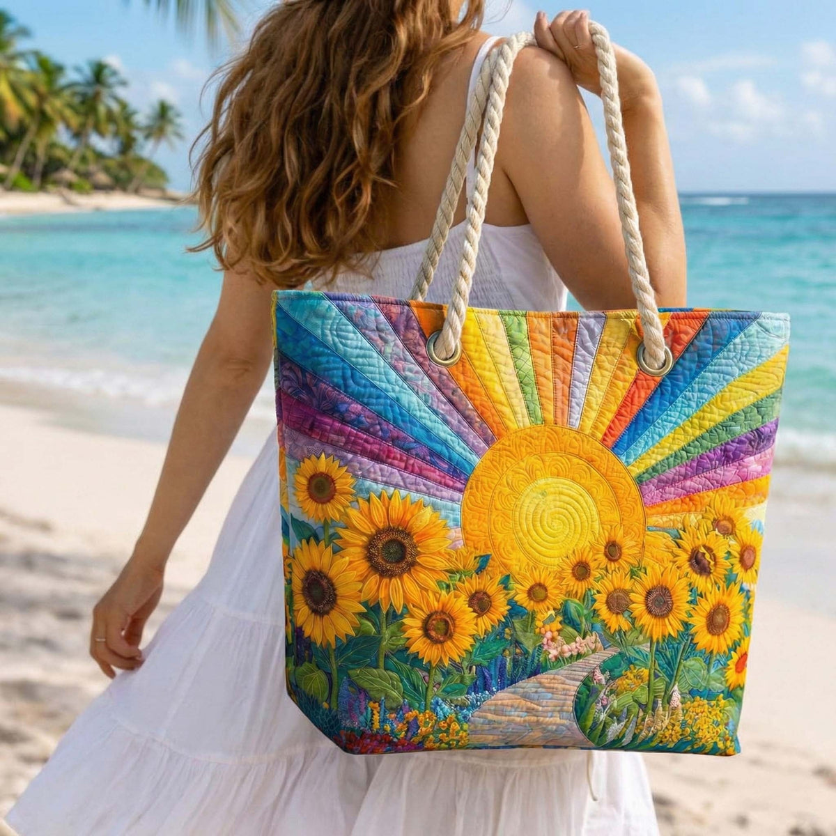Cora™ | Bolso tote de playa artesanal con asas de cuerda
