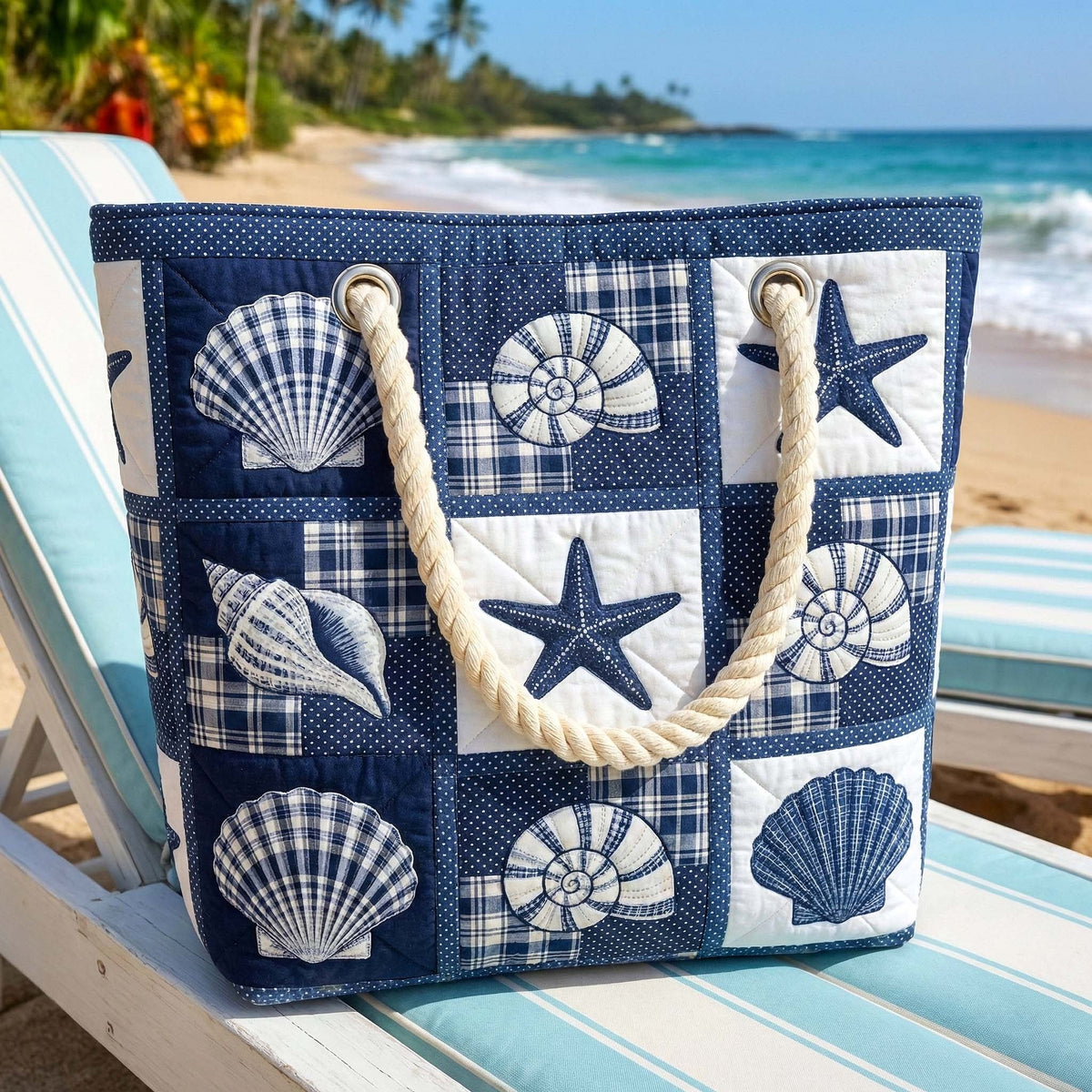 Cora™ | Bolso tote de playa artesanal con asas de cuerda