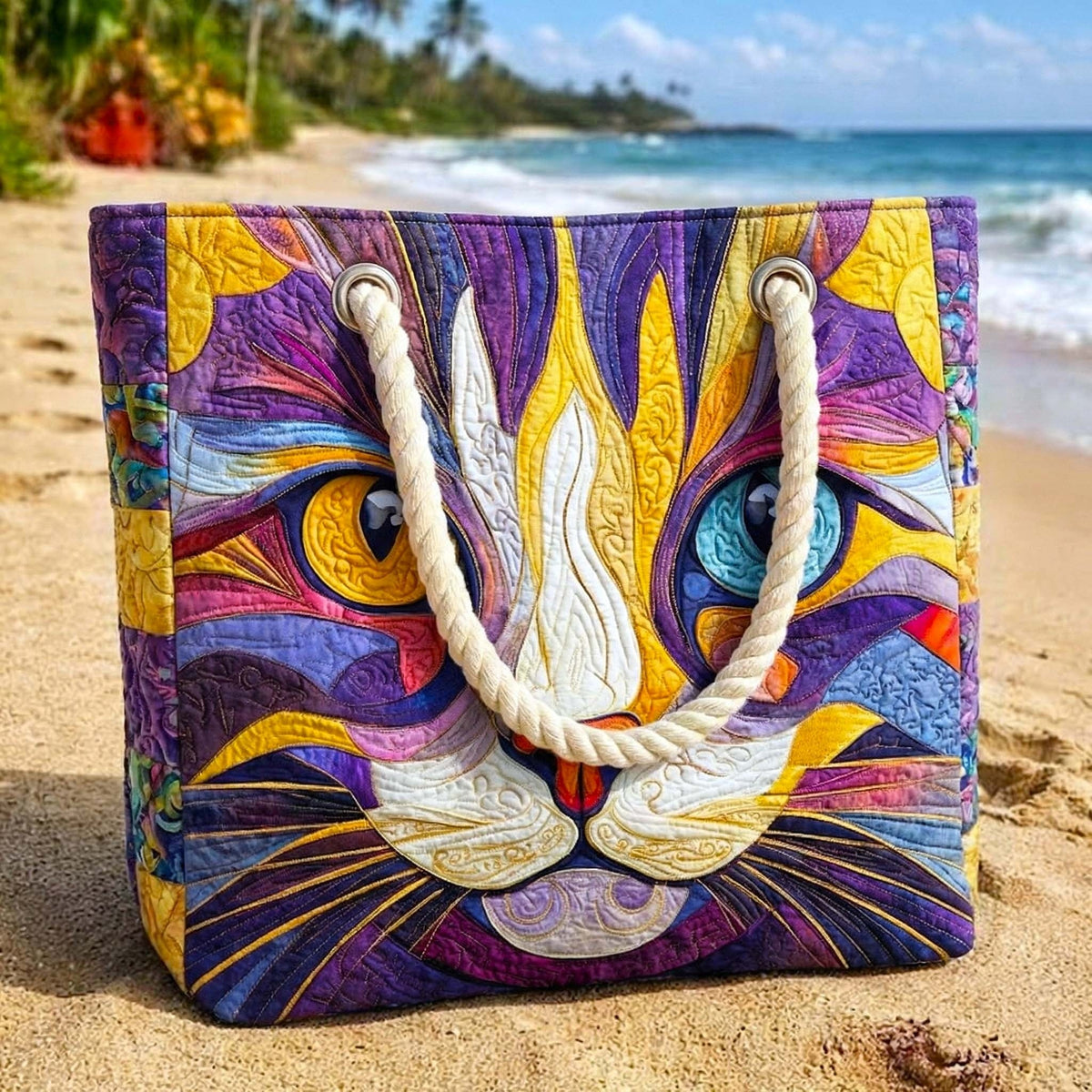 Cora™ | Bolso tote de playa artesanal con asas de cuerda