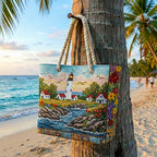 Cora™ | Bolso tote de playa artesanal con asas de cuerda