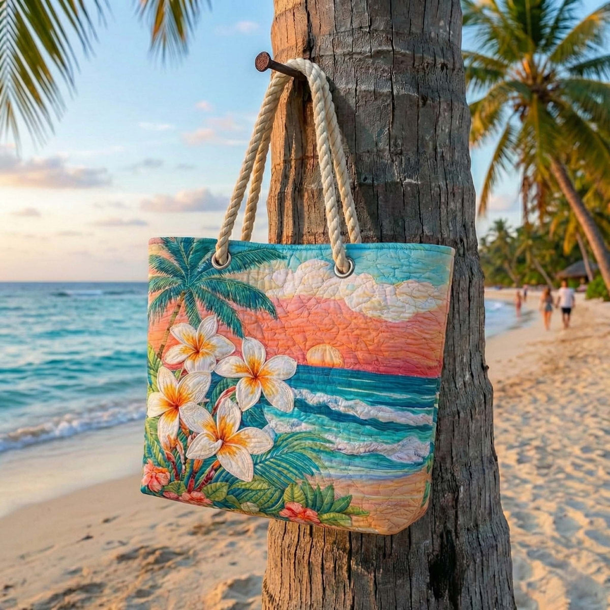 Cora™ | Bolso tote de playa artesanal con asas de cuerda