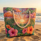 Cora™ | Bolso tote de playa artesanal con asas de cuerda