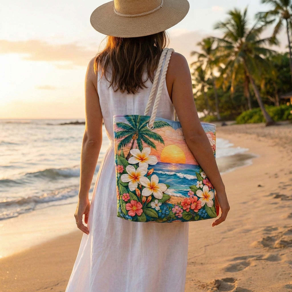 Cora™ | Bolso tote de playa artesanal con asas de cuerda