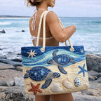 Cora™ | Bolso tote de playa artesanal con asas de cuerda