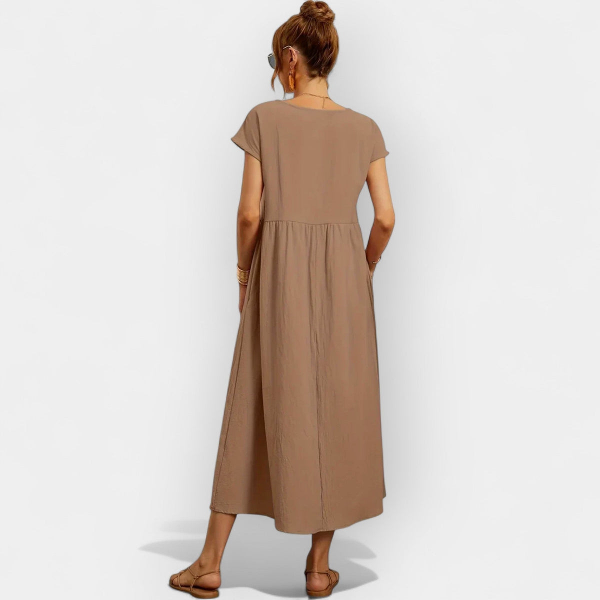Vivian™ | Vestido midi casual con bolsillos y manga corta