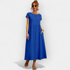 Vivian™ | Vestido midi casual con bolsillos y manga corta
