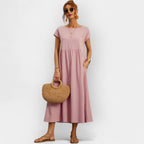 Vivian™ | Vestido midi casual con bolsillos y manga corta