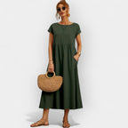 Vivian™ | Vestido midi casual con bolsillos y manga corta