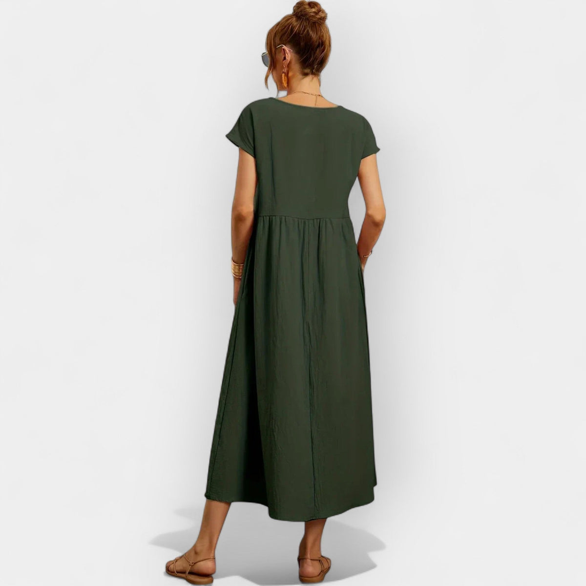 Vivian™ | Vestido midi casual con bolsillos y manga corta