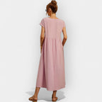 Vivian™ | Vestido midi casual con bolsillos y manga corta