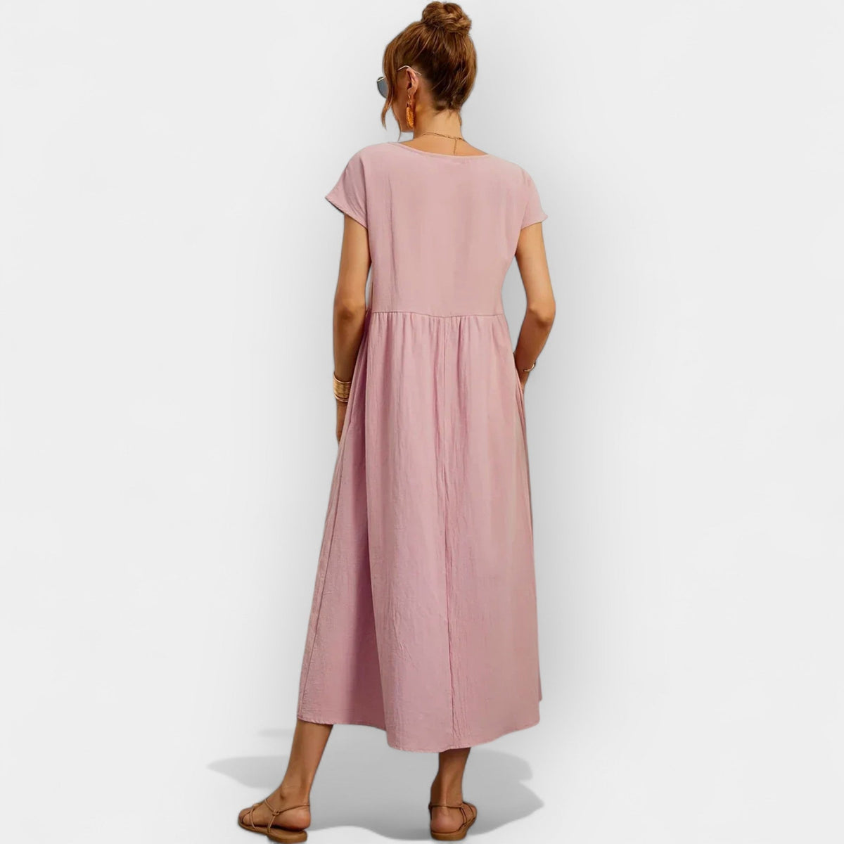 Vivian™ | Vestido midi casual con bolsillos y manga corta