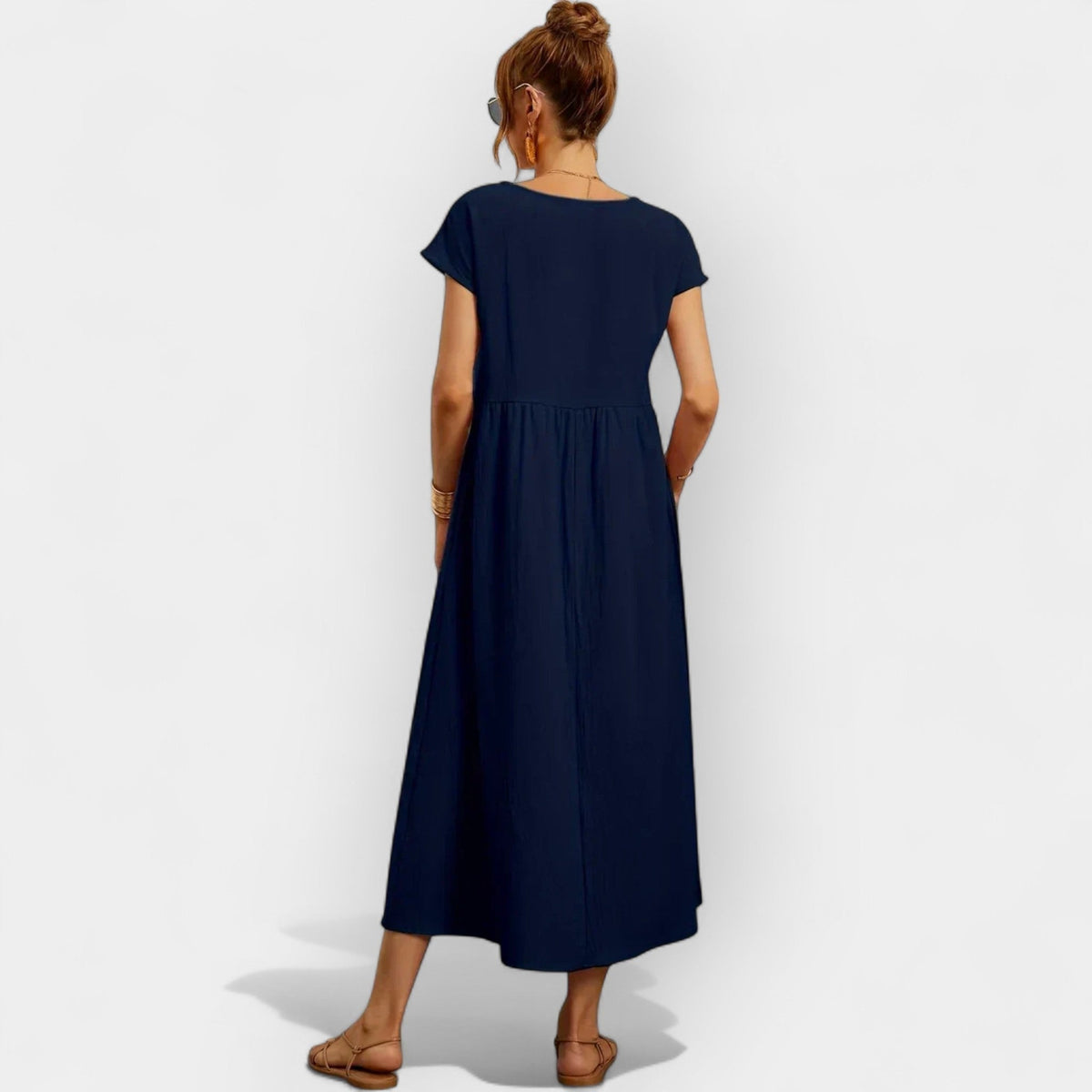 Vivian™ | Vestido midi casual con bolsillos y manga corta
