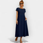 Vivian™ | Vestido midi casual con bolsillos y manga corta