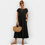 Vivian™ | Vestido midi casual con bolsillos y manga corta