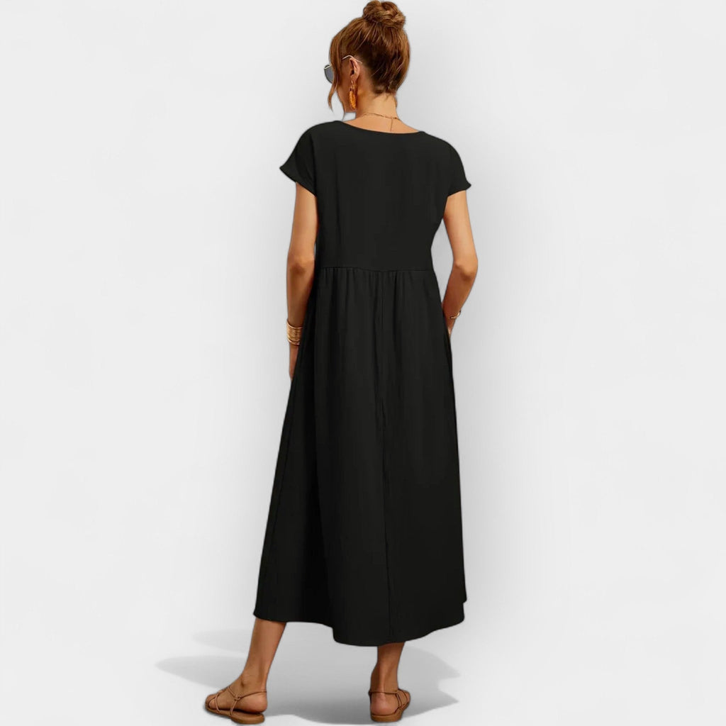 Vivian™ | Vestido midi casual con bolsillos y manga corta