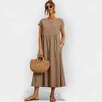 Vivian™ | Vestido midi casual con bolsillos y manga corta