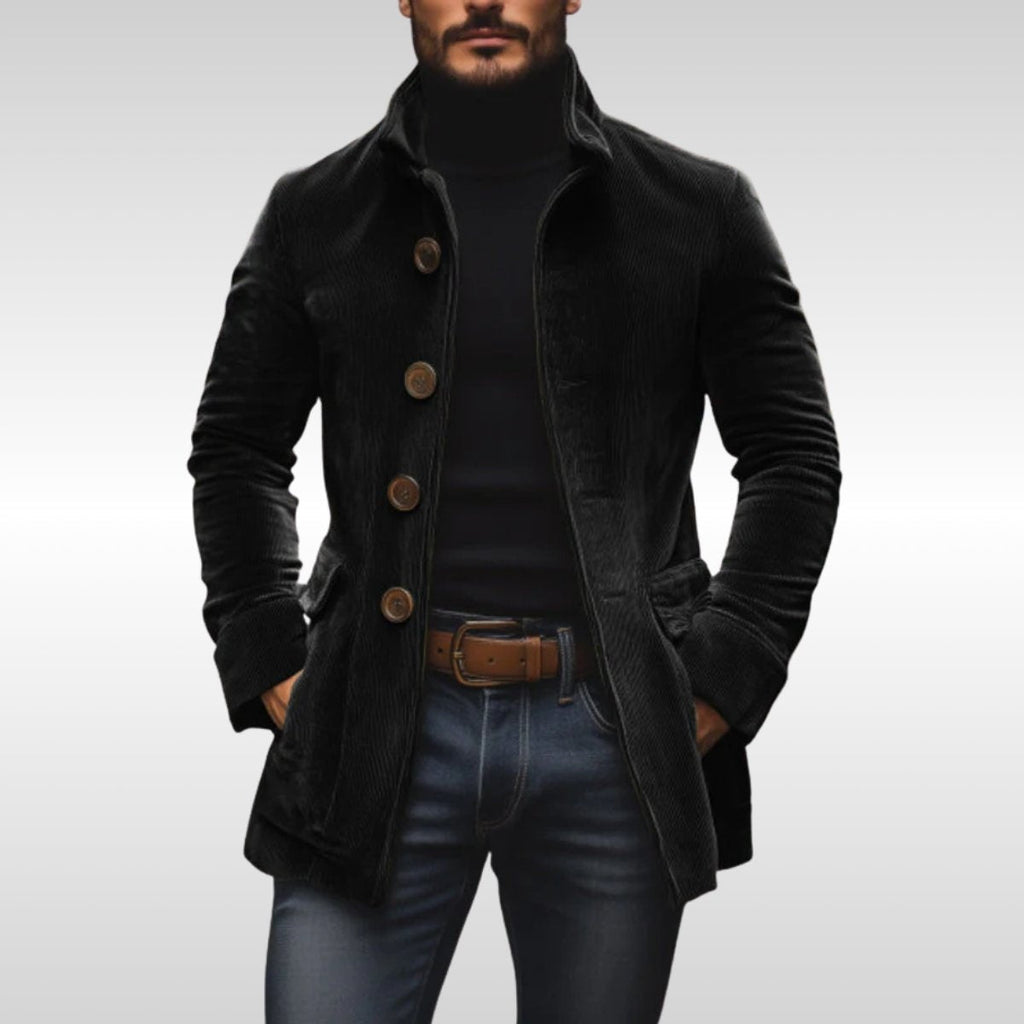 Travis™ | Abrigo entallado con cuello alto y botones de madera