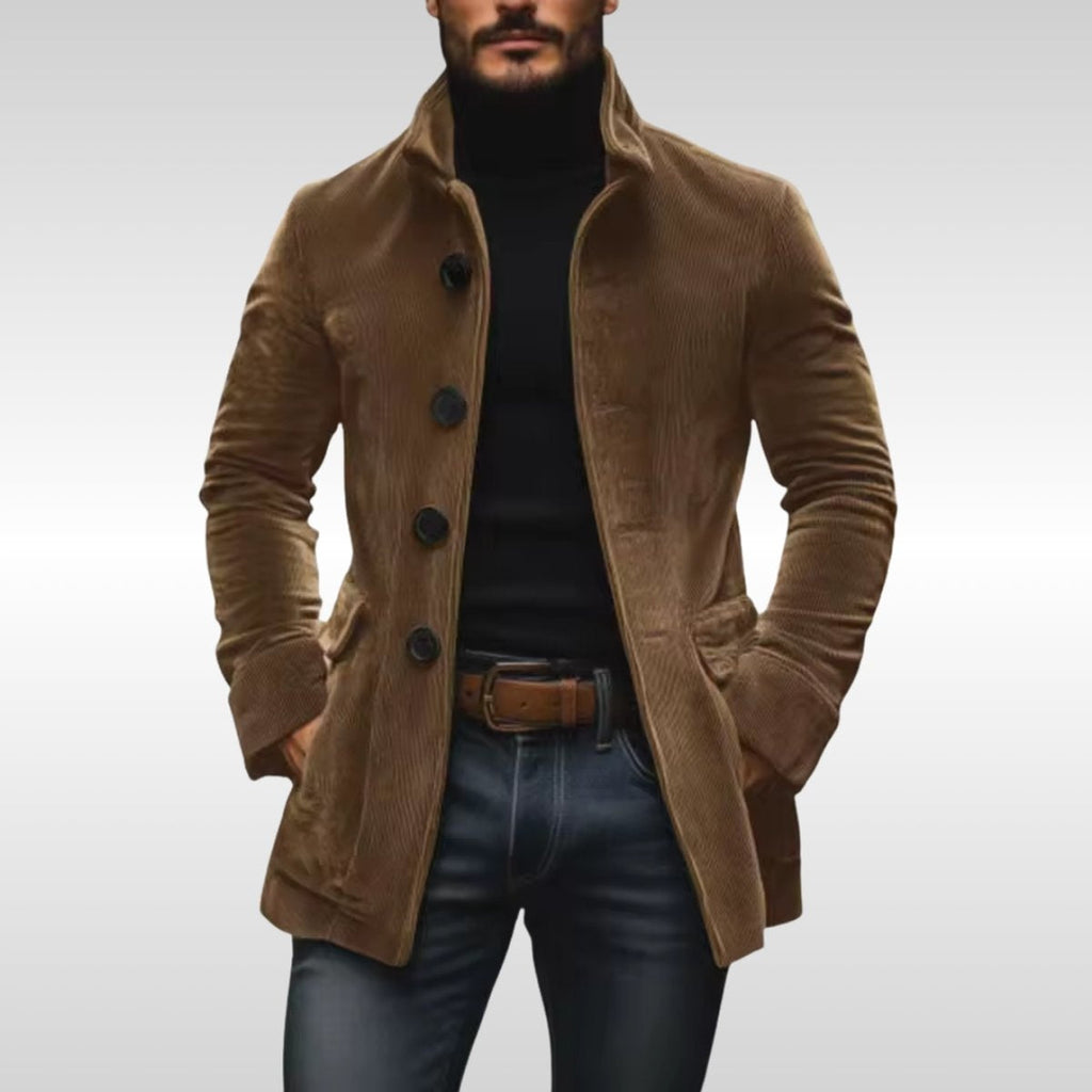 Travis™ | Abrigo entallado con cuello alto y botones de madera