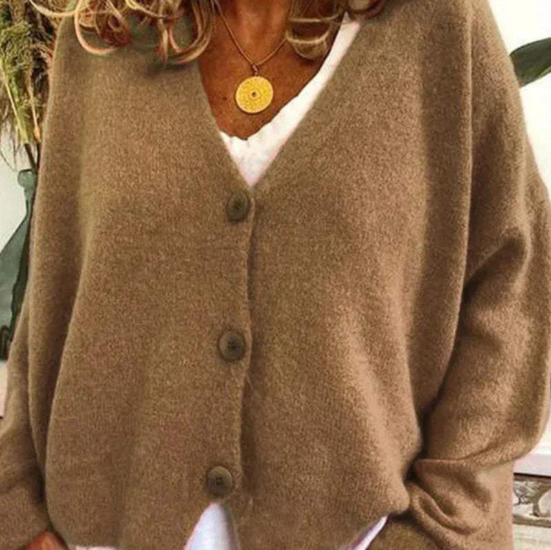Ellie™ | Jersey de punto fino con escote en V y botones
