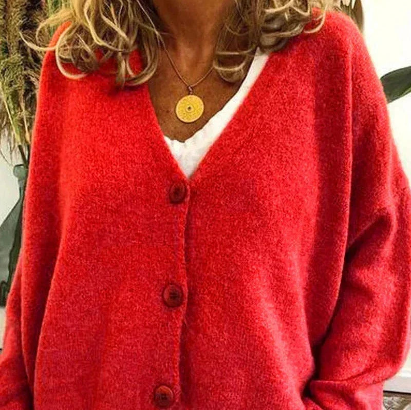Ellie™ | Jersey de punto fino con escote en V y botones