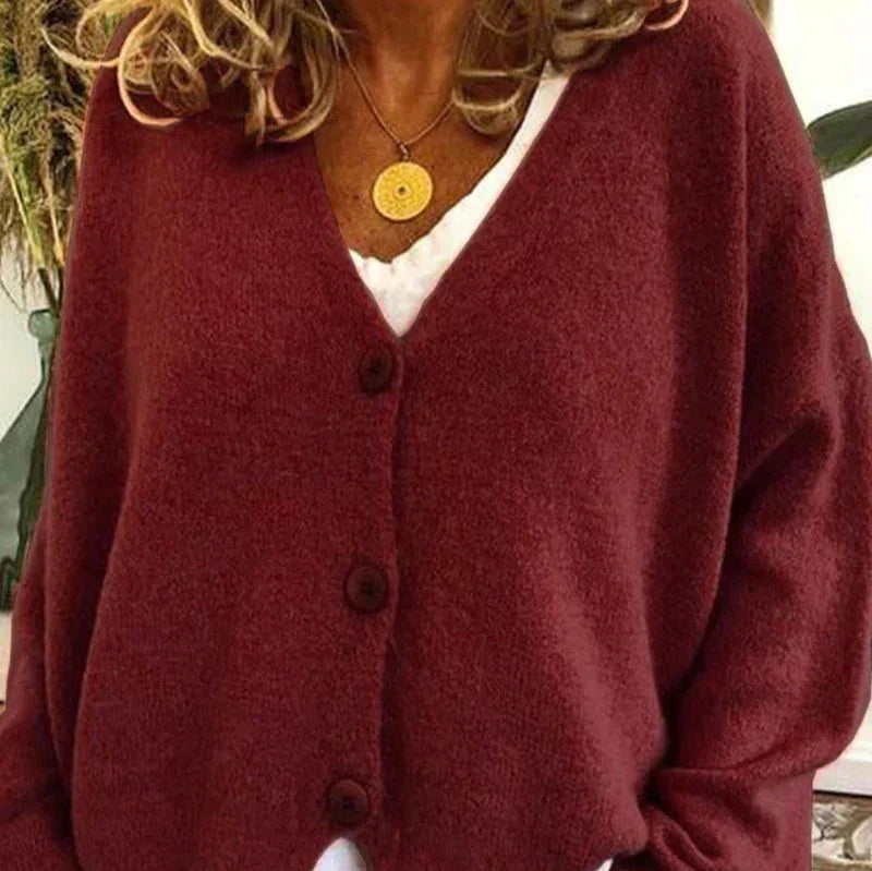 Ellie™ | Jersey de punto fino con escote en V y botones