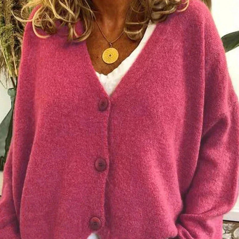 Ellie™ | Jersey de punto fino con escote en V y botones