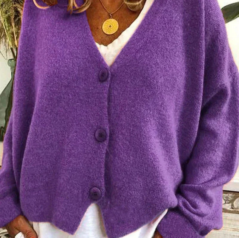 Ellie™ | Jersey de punto fino con escote en V y botones