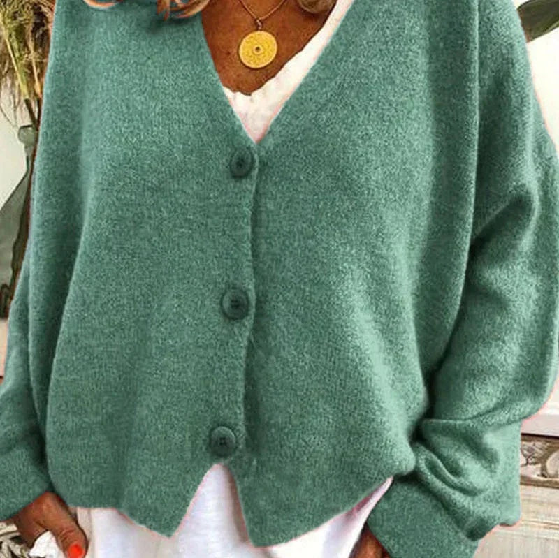 Ellie™ | Jersey de punto fino con escote en V y botones