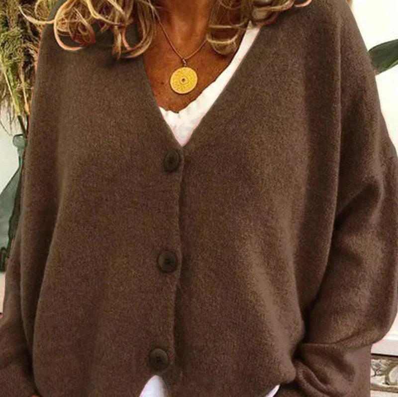 Ellie™ | Jersey de punto fino con escote en V y botones