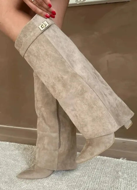 Natalia™ | Botas altas de ante hasta el muslo con hebilla