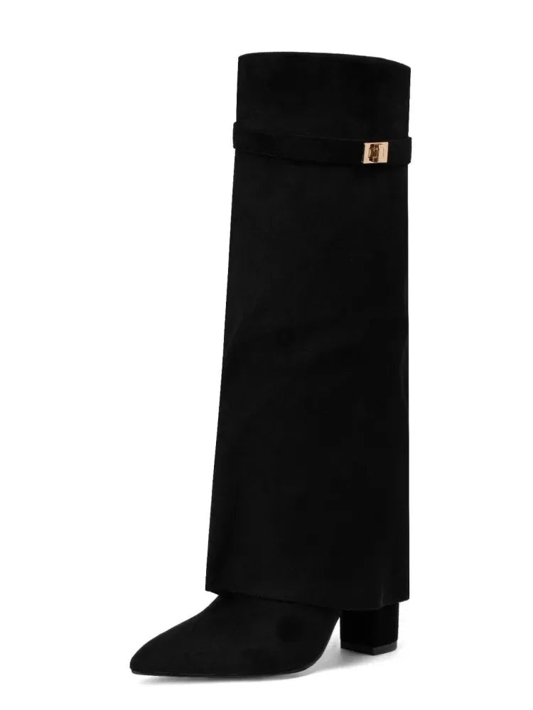 Natalia™ | Botas altas de ante hasta el muslo con hebilla