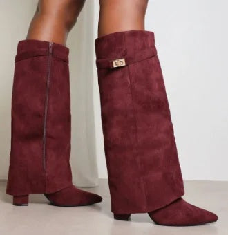 Natalia™ | Botas altas de ante hasta el muslo con hebilla