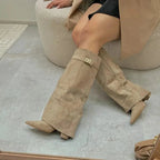 Natalia™ | Botas altas de ante hasta el muslo con hebilla