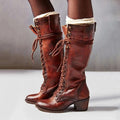 Diana™ | Botas altas de piel con cordones y tacón