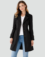 Nora™ | Gabardina larga entallada con solapas y botones