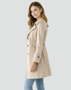 Nora™ | Gabardina larga entallada con solapas y botones