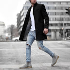 Dylan™ | Abrigo largo de paño slim fit con cuello mao