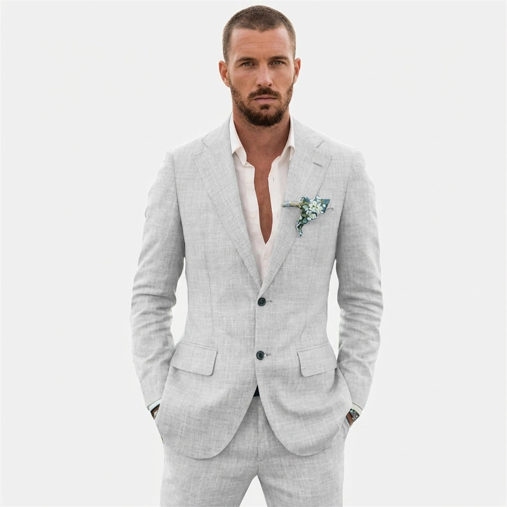 Ethan™ | Traje de lino de corte relajado con solapa clásica